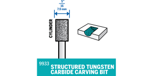 Dremel 9933 Structured Tungsten Carbide Carving Bit (Cylinder)